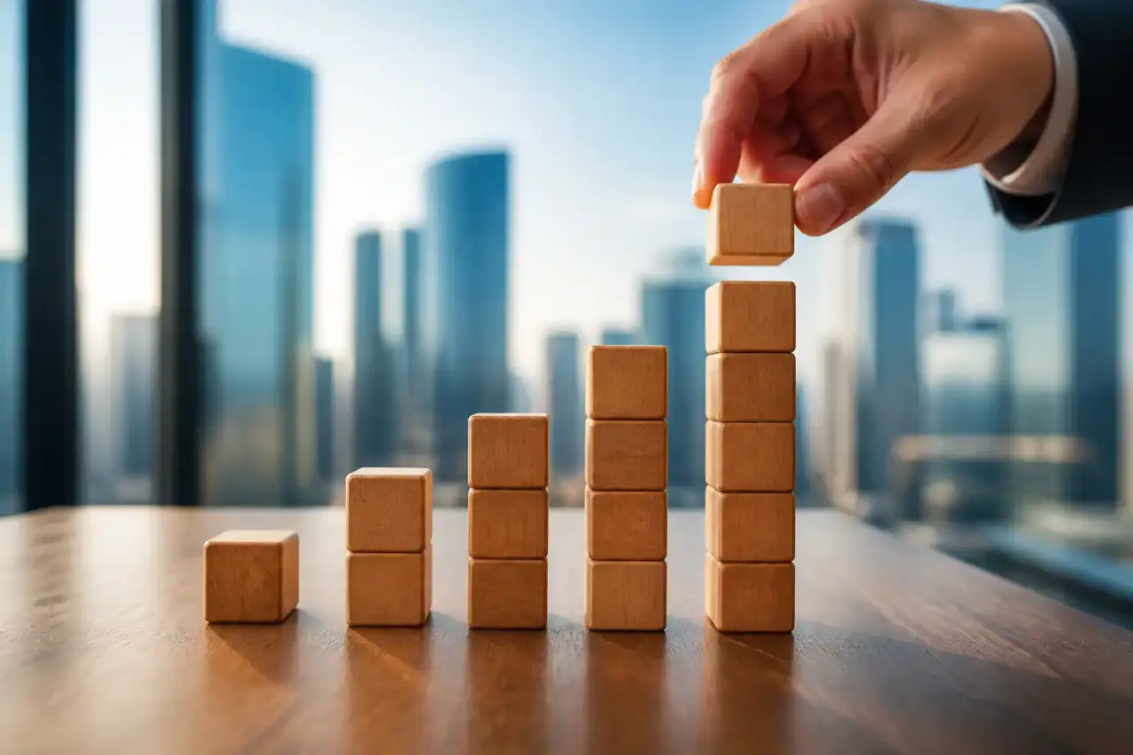 Graphique de croissance exponentielle et architecture de scale business moderne